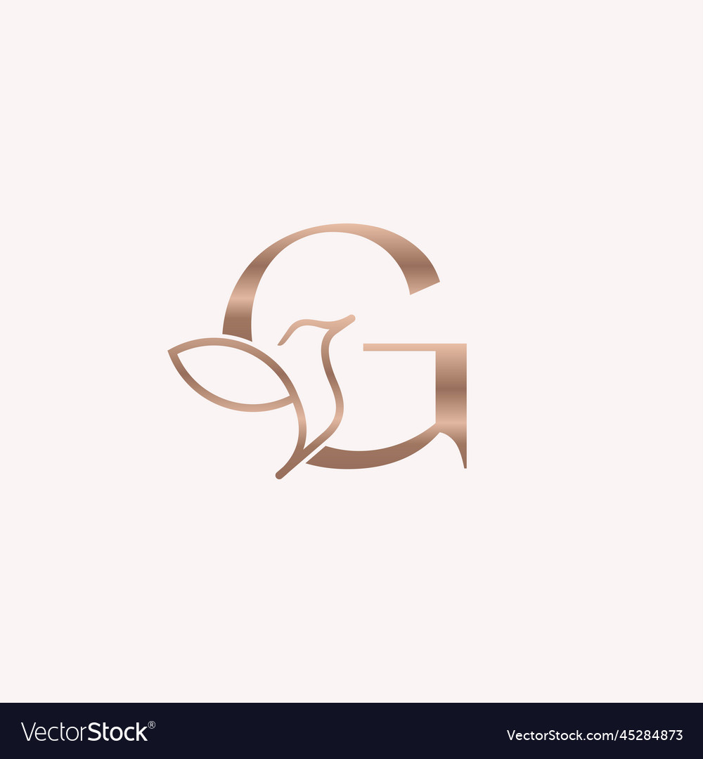 Golden bird logo beauty letter g