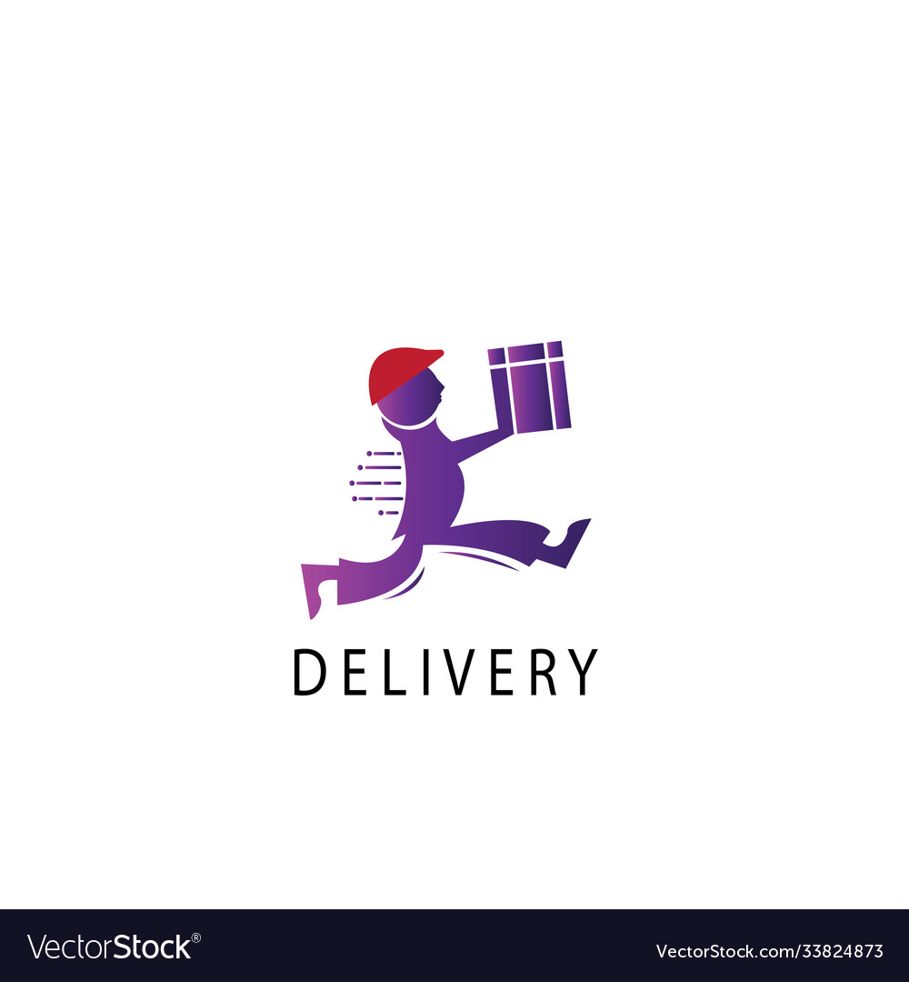 Logo delivery a running man with color design Vector Image