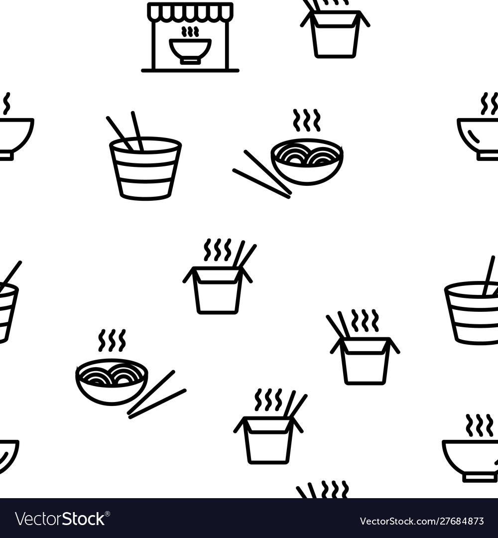 Ramen spaghetti food seamless pattern vector image Ramen spaghetti food seamless pattern