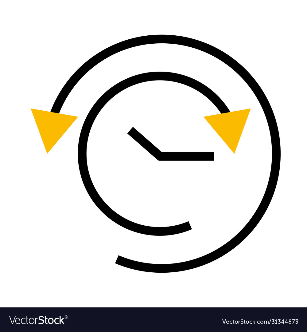 Refresh time symbol clock with arrows half line