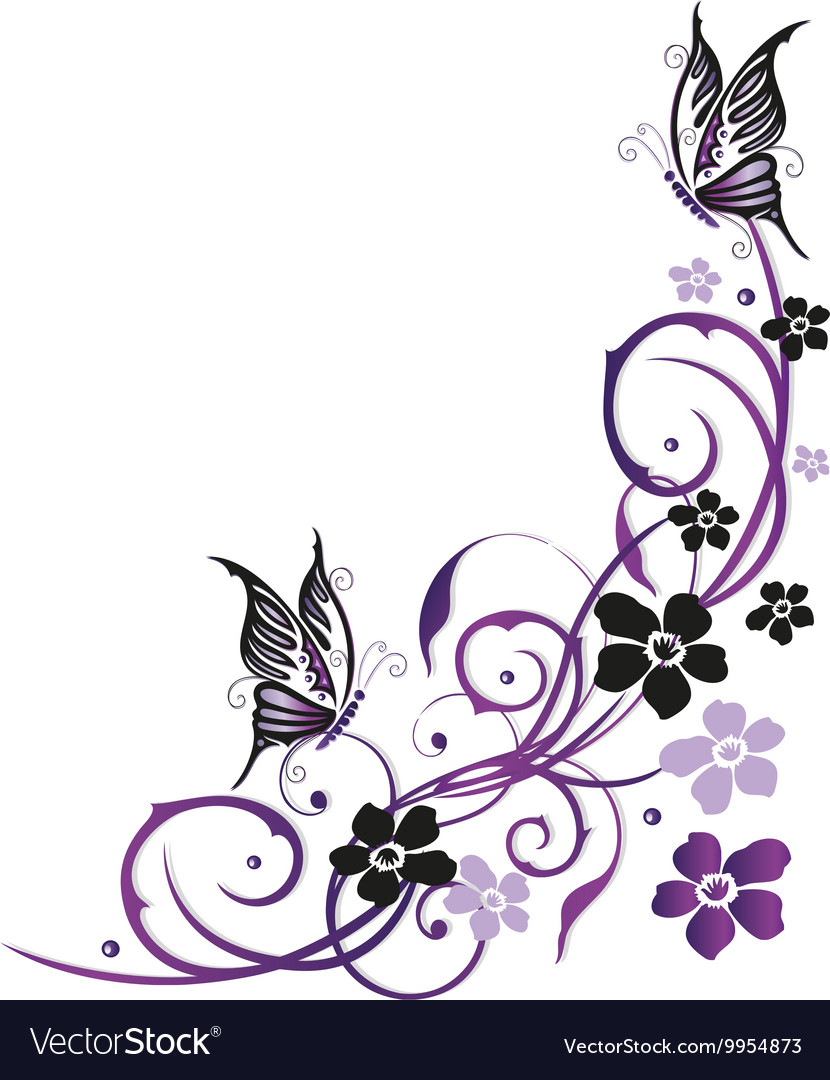 Summer flowers with butterflies Royalty Free Vector Image