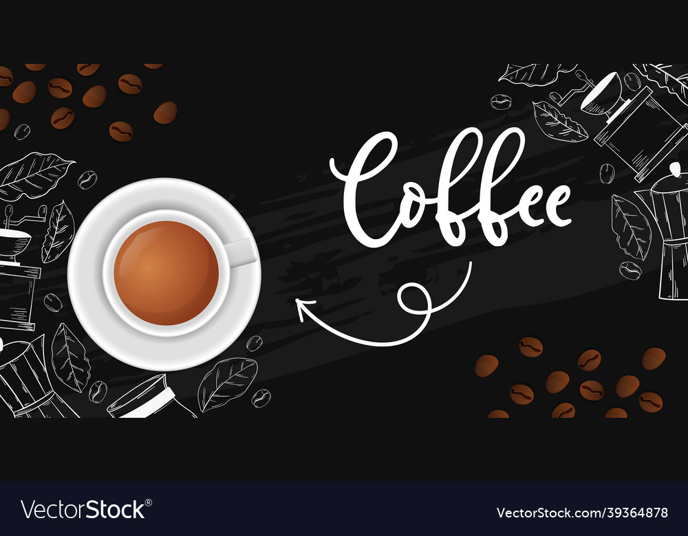 Coffee break stylish dark background Royalty Free Vector