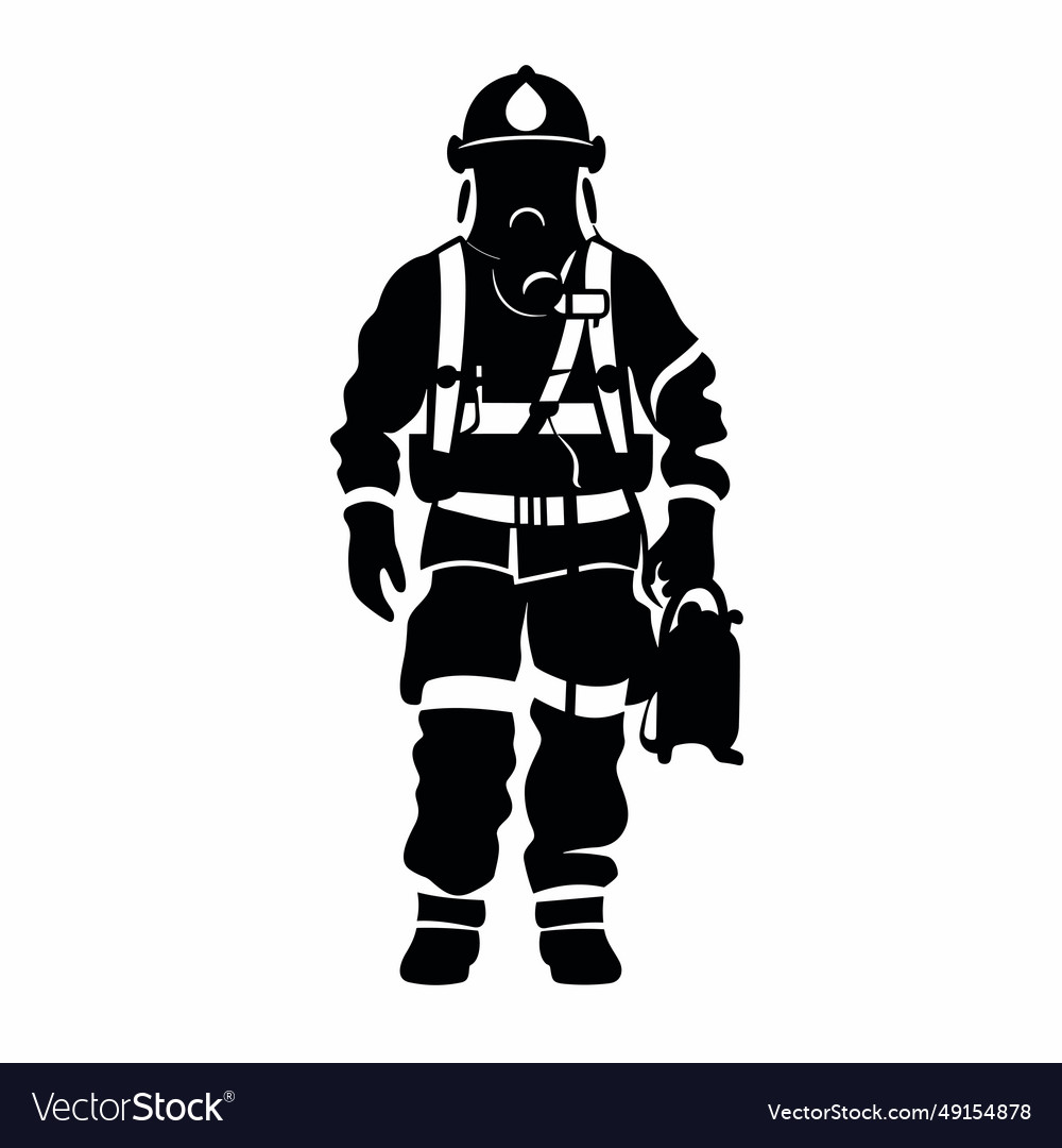 Firefighter black icon on white background Vector Image