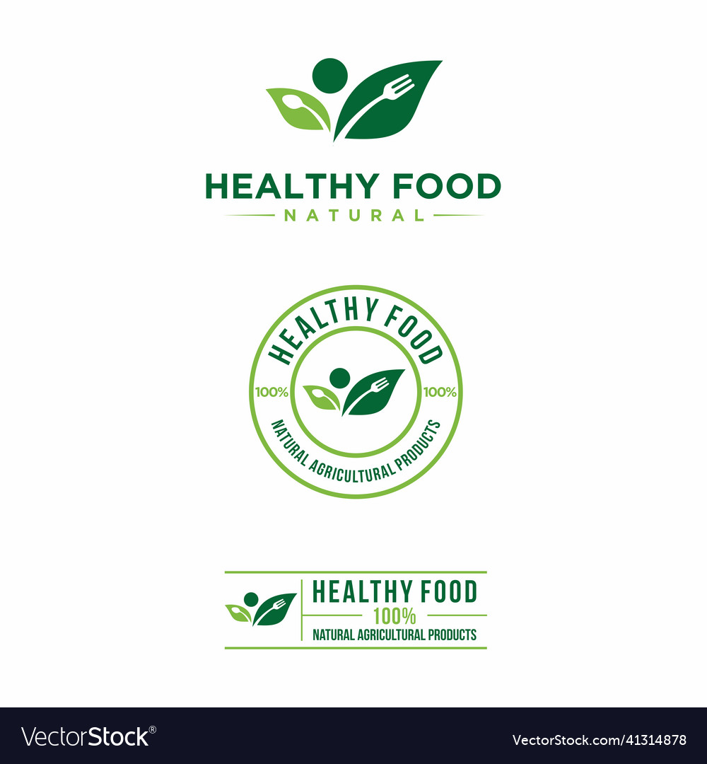 Healthy food logo template organic Royalty Free Vector Image