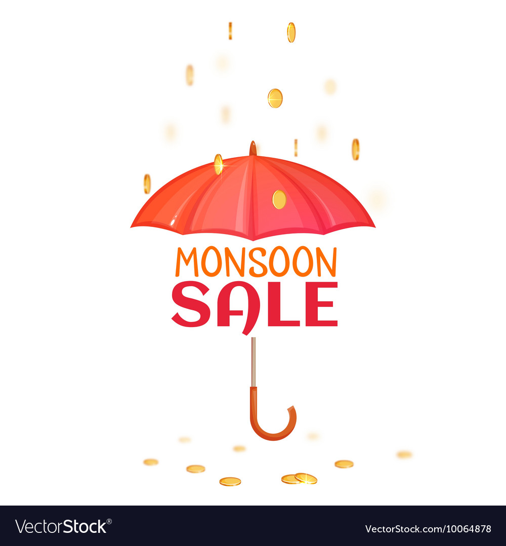 Monsoon salle banner with umbrella