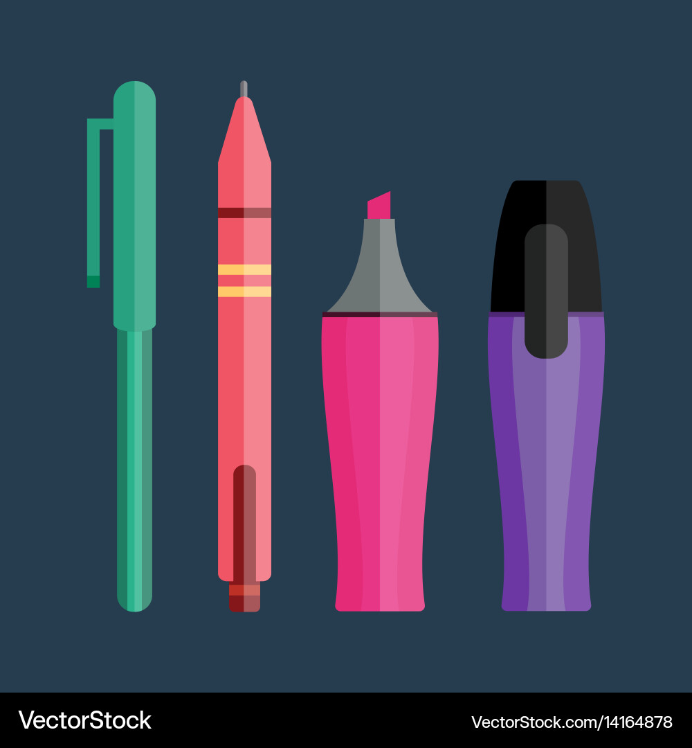 Paint and writing tools collection flat style Vector Image