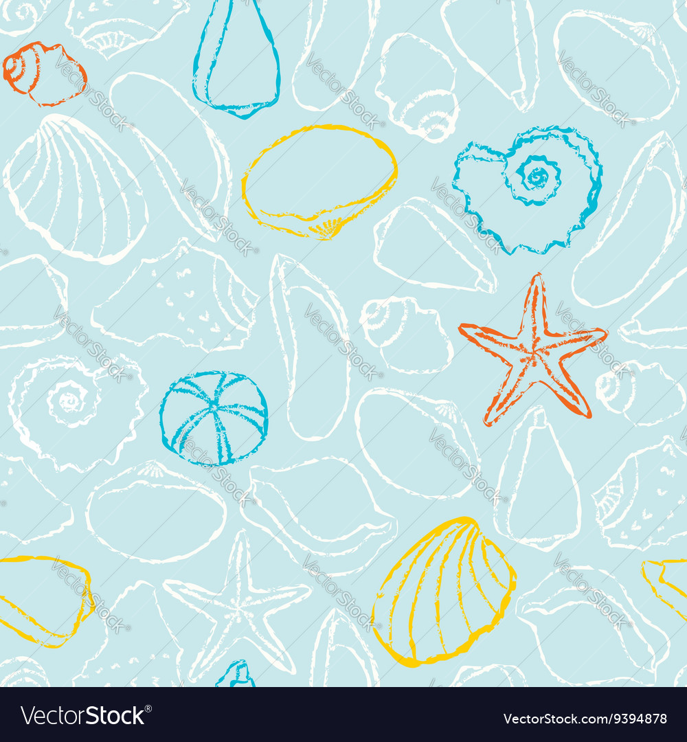 Seamless pattern with sea shells