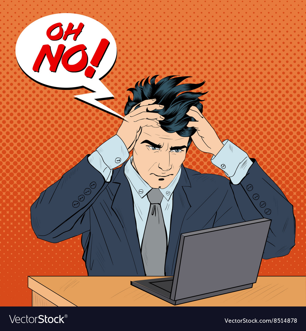 Stressed Man At Work Man Grabbed His Head Vector Image