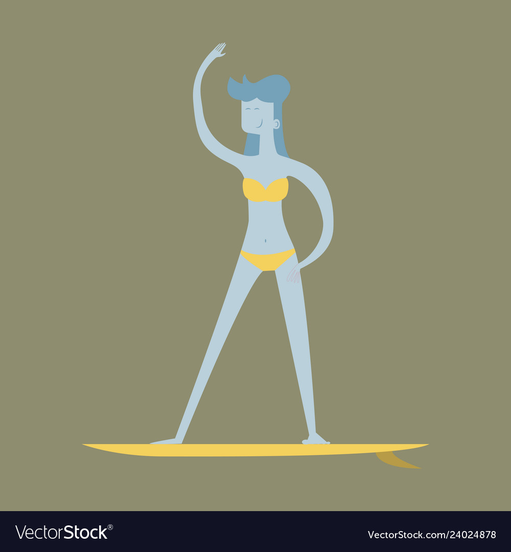 Sommersurfen von Mädchen oder jungen Frau Surfer vector image Sommersurfen von Mädchen oder jungen Frau Surfer