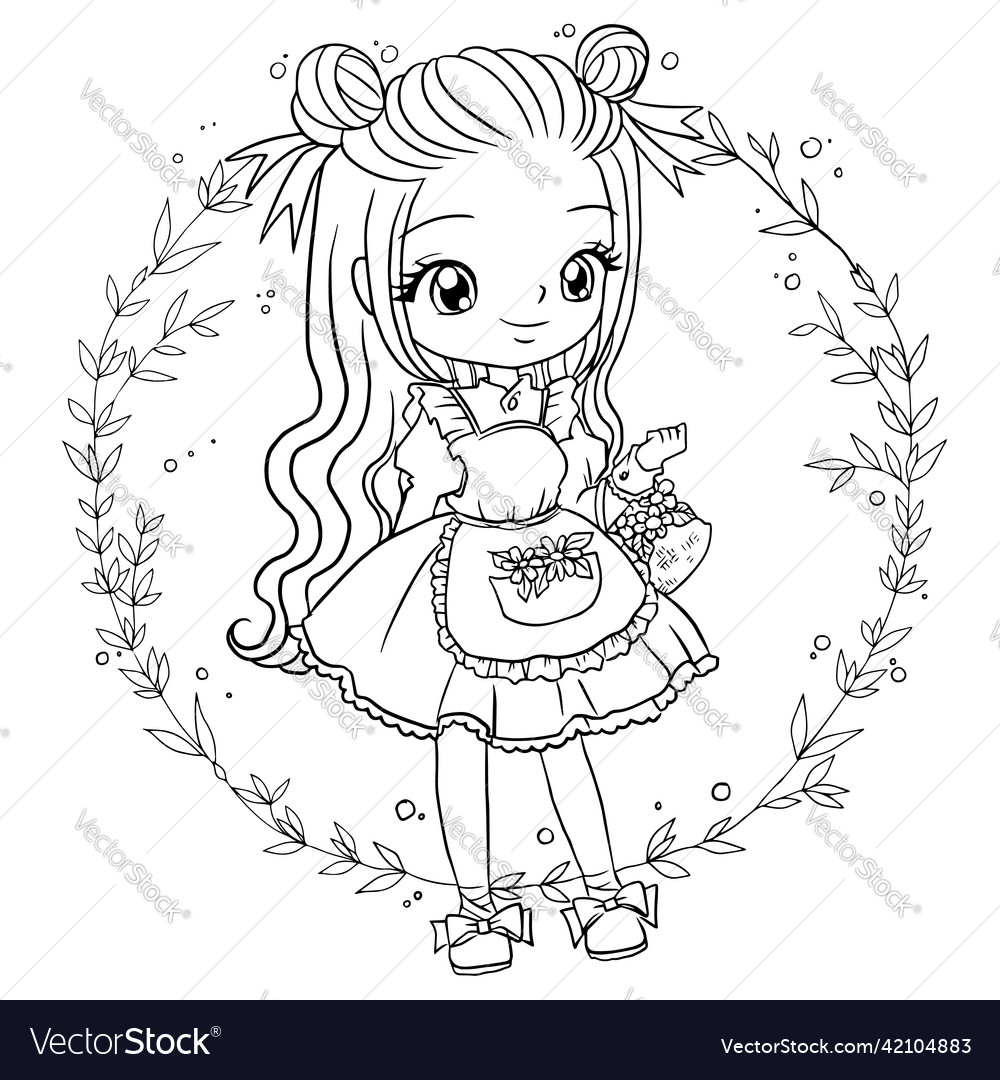 Premium Vector  Coloring pages cute girls anime manga kawaii kids