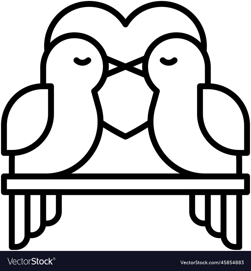 Couple bird icon love and heart