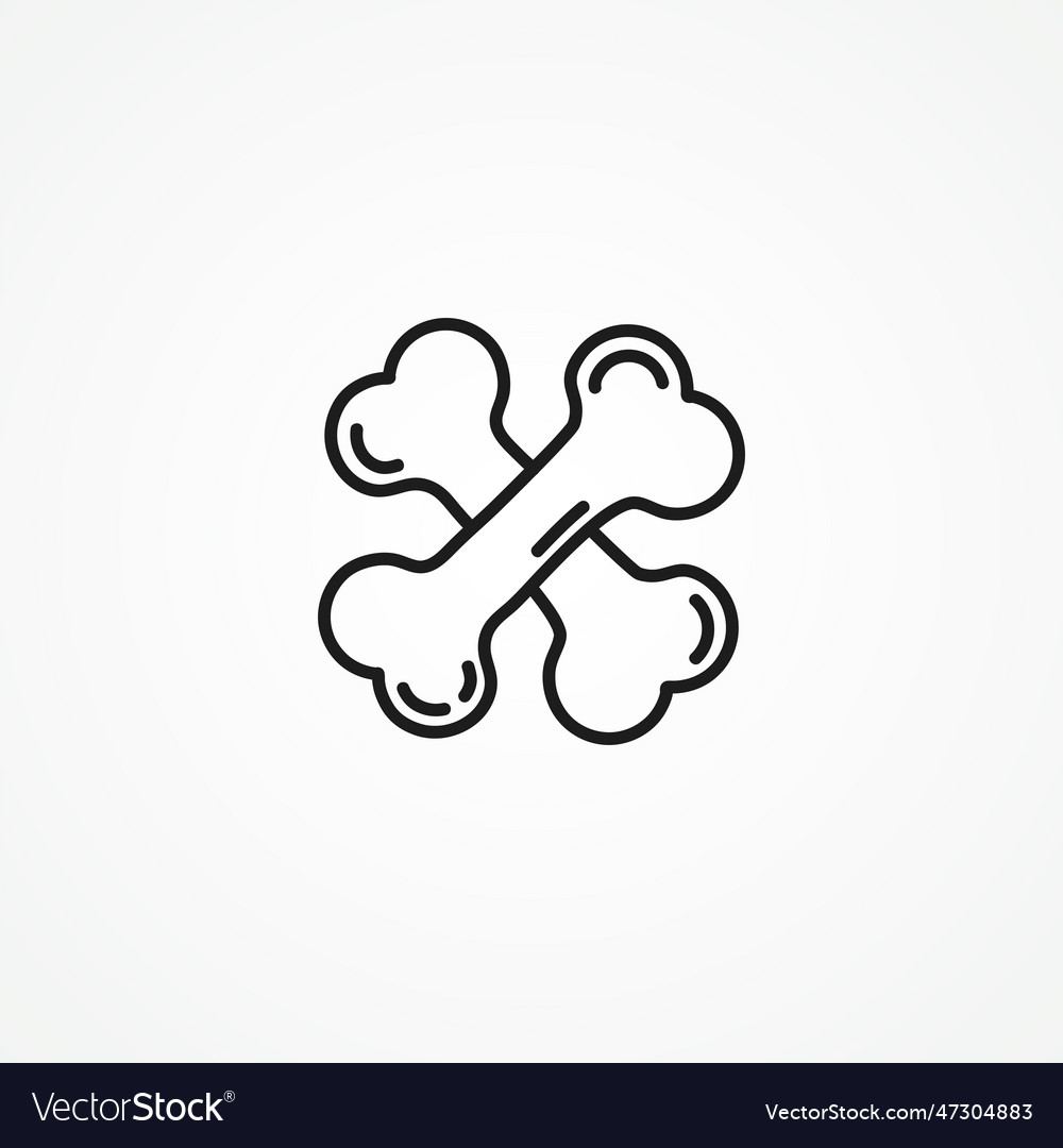 Crossed bones line icon bone outline icon Vector Image