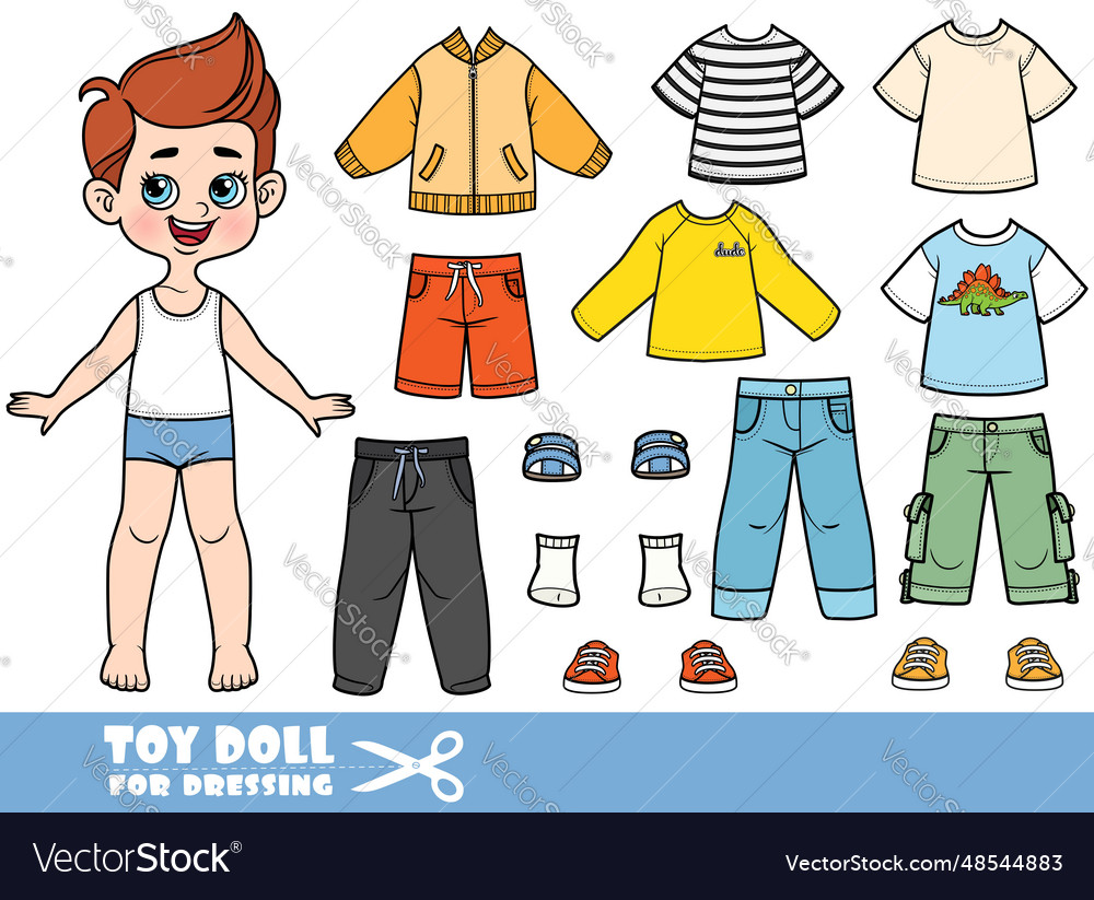 Cute cartoon boy with clothes separately - jacket Vector Image