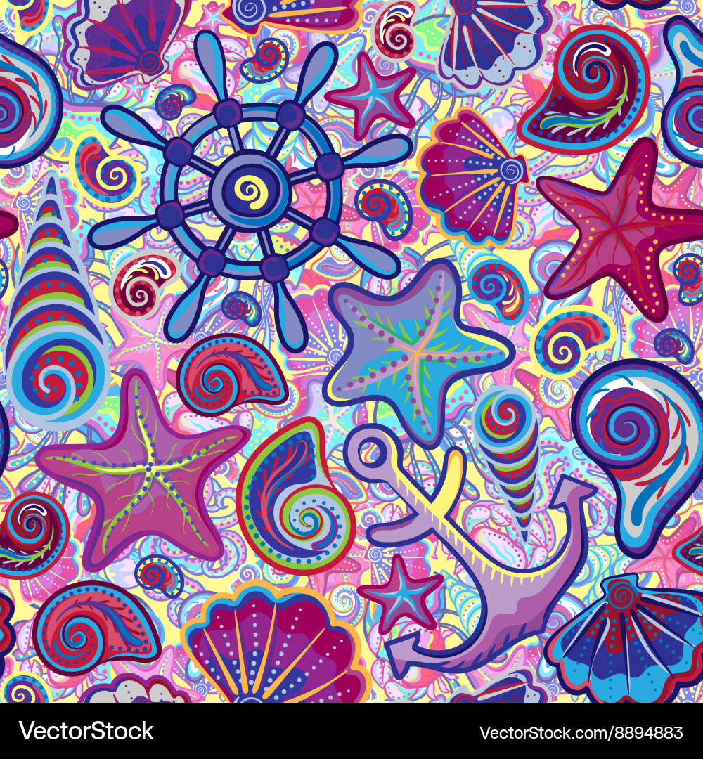Cute nautical seamless marine pattern Royalty Free Vector