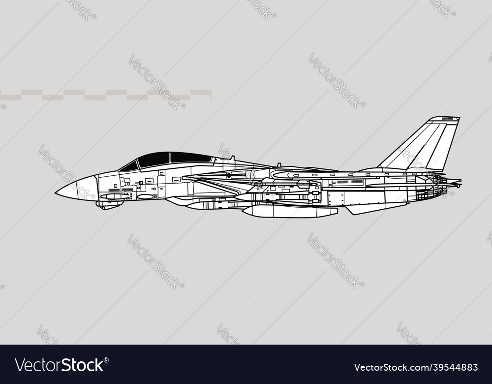 Grumman f-14 tomcat with aim-54 phoenix missiles Vector Image