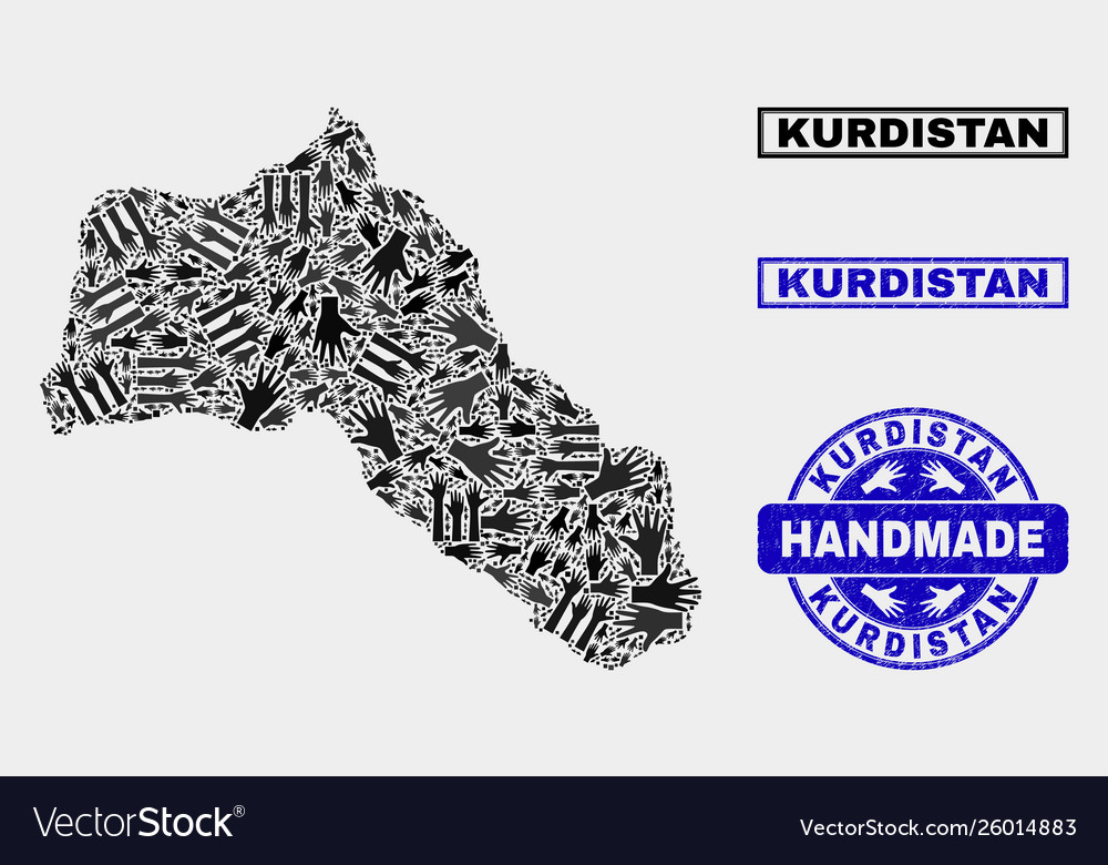 Handmade collage kurdistan map and textured Vector Image