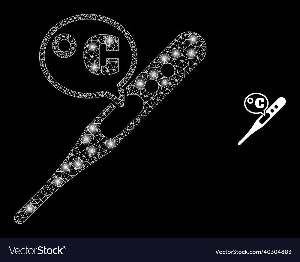 Mesh web celsius thermometer with magic vector image Mesh web celsius thermometer with magic