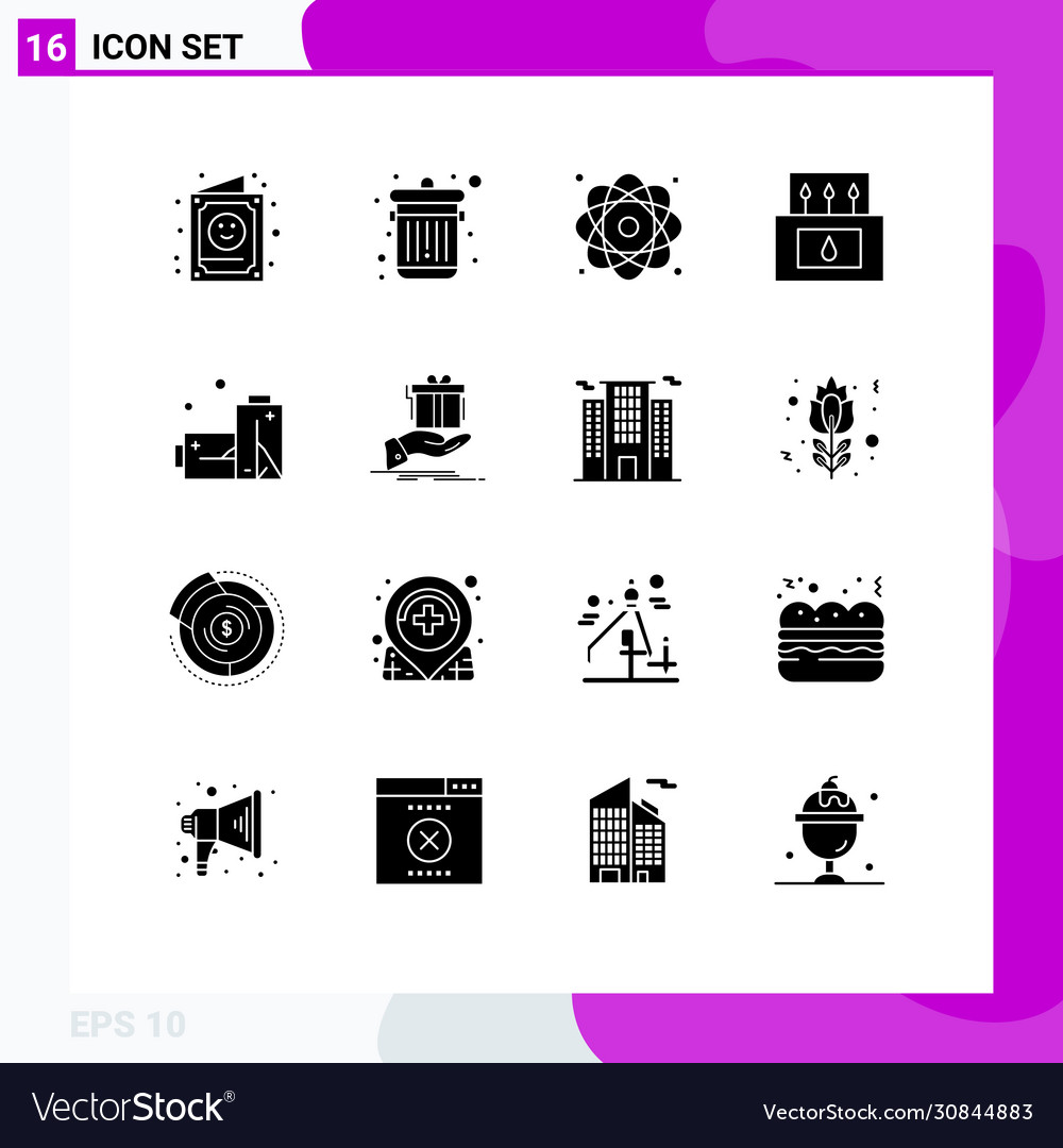 Pictograph set 16 simple solid glyphs