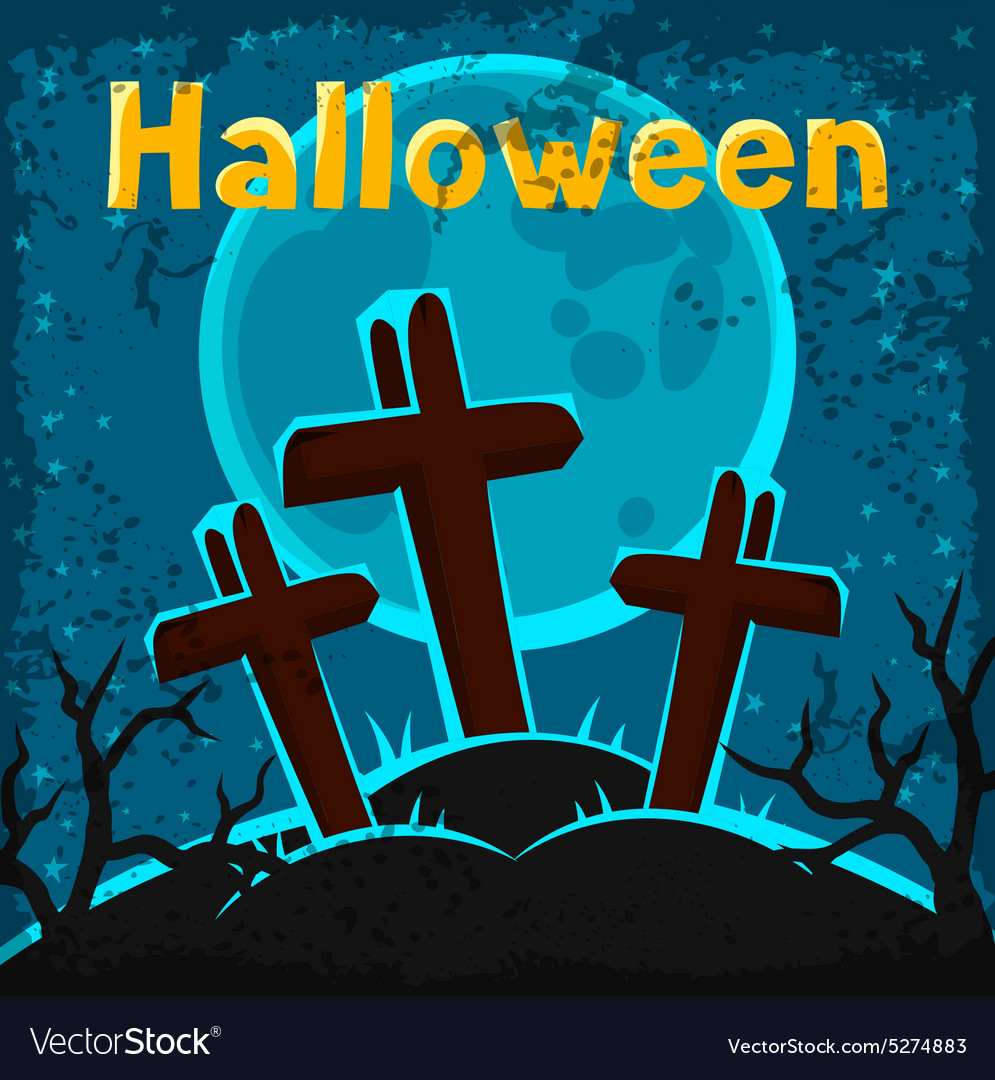 Spooky Halloween Cemetery Greeting Card