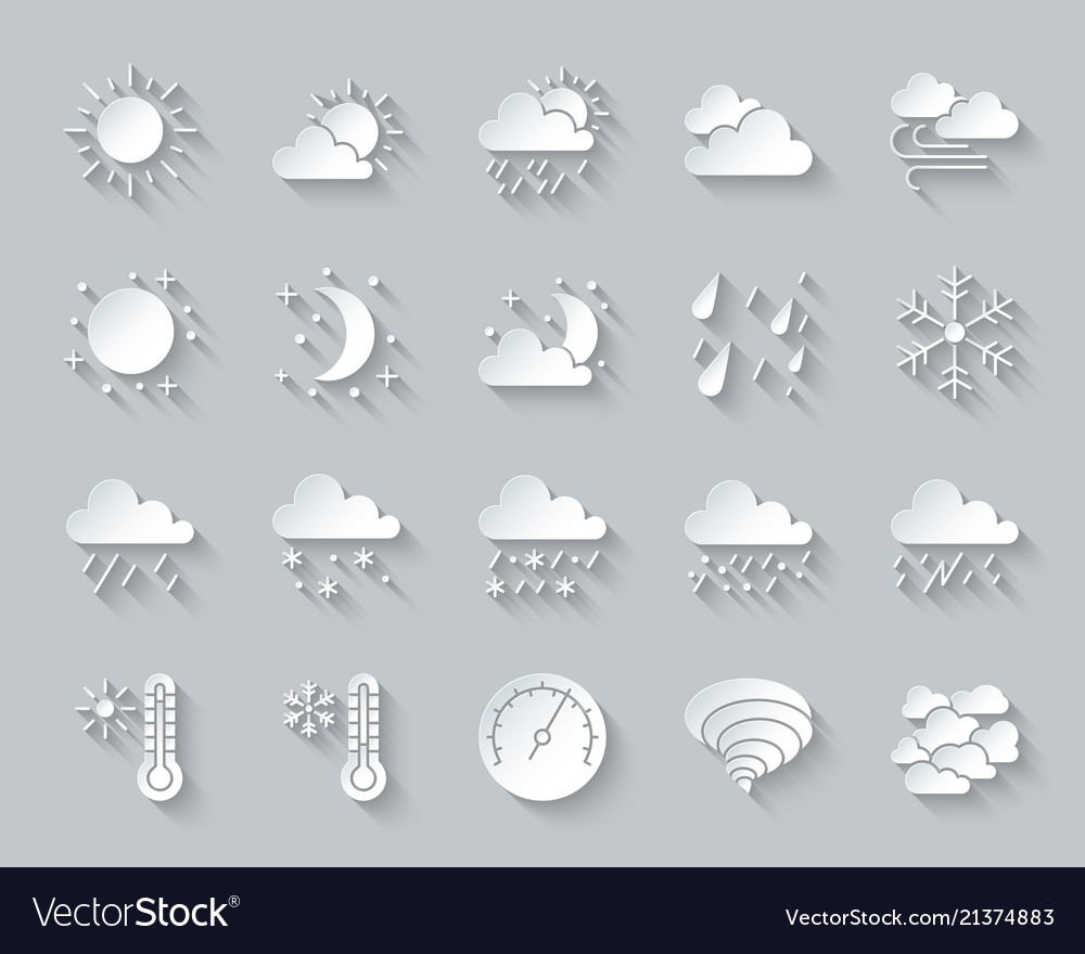 Wetter einfache Papier schneiden Icons Set