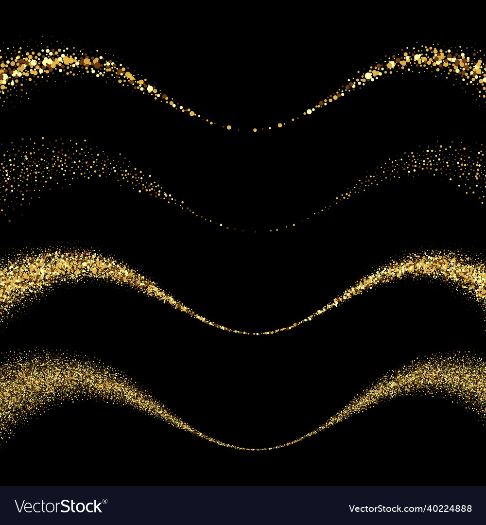 Abstract gold dust in wave form on dark background