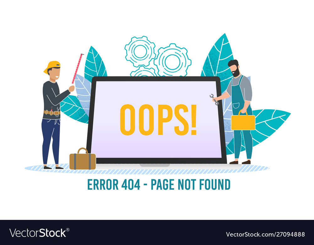 Computer internet error poster with tiny people Vector Image