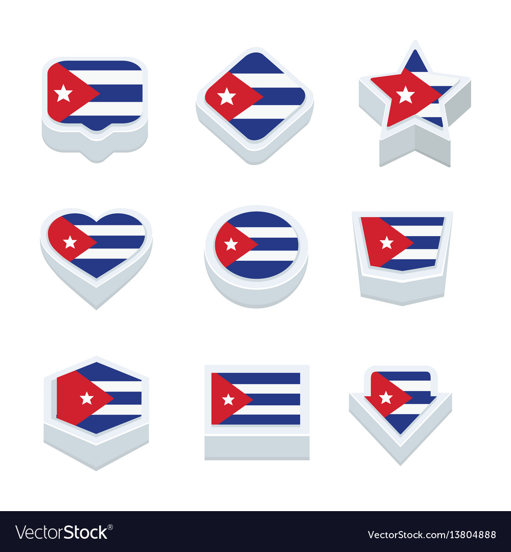 Cuba flags icons and button set nine styles