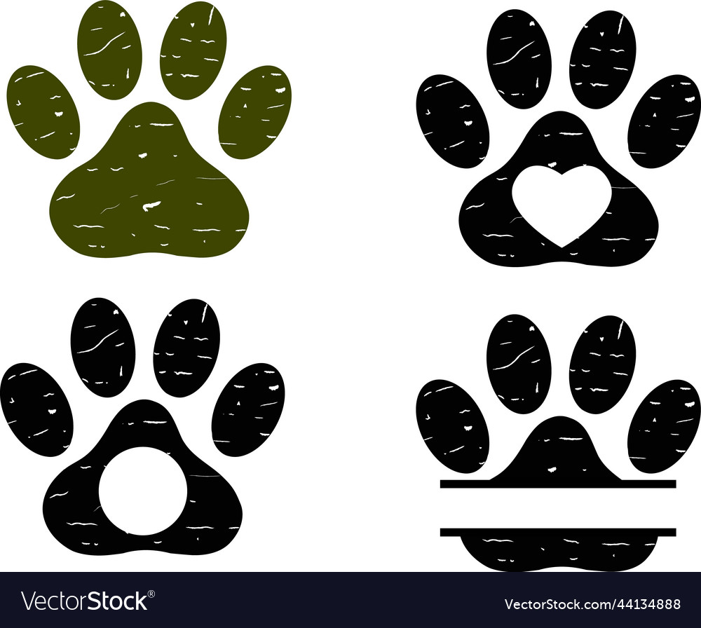 Dog paw in grunge on white background vector image Dog paw in grunge on white background