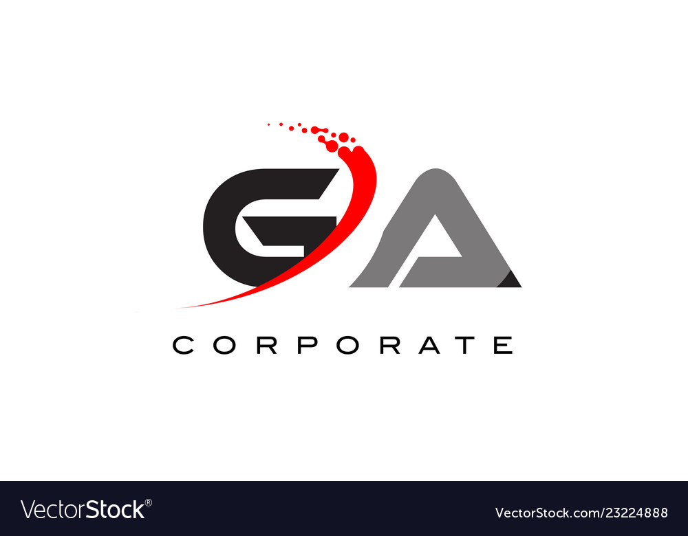 Ga modern letter logo design with swoosh Vector Image