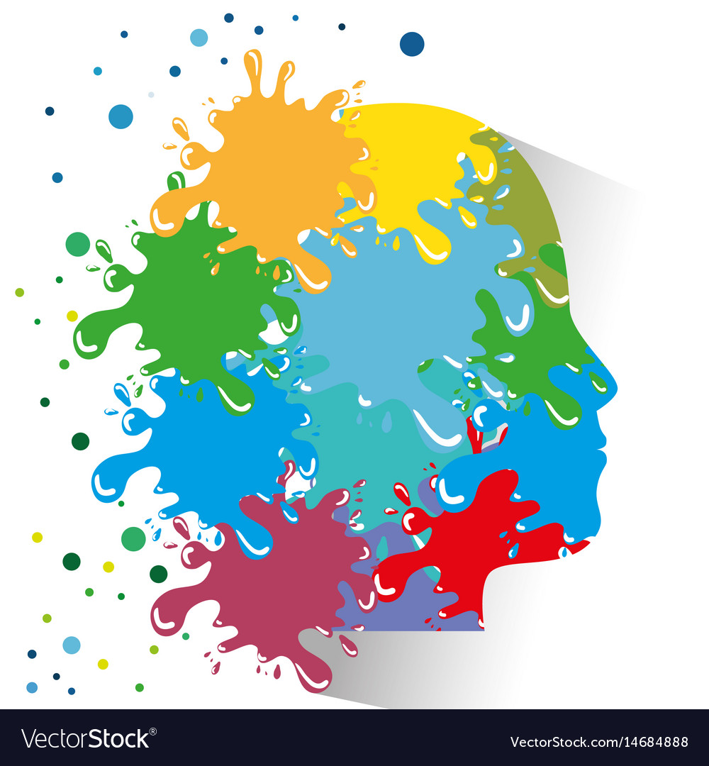 Head and paint splatter icon Royalty Free Vector Image