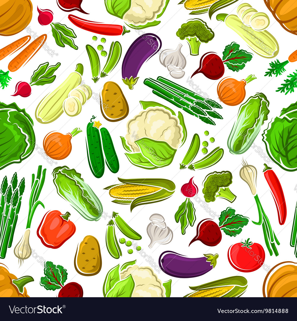 Healthy and raw farm vegetables seamless pattern Vector Image