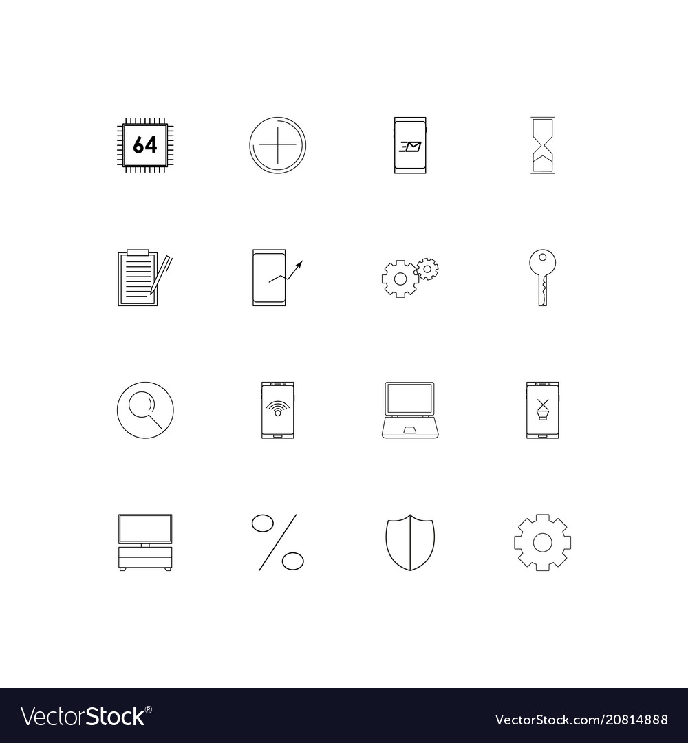 Internet technologies linear thin icons set