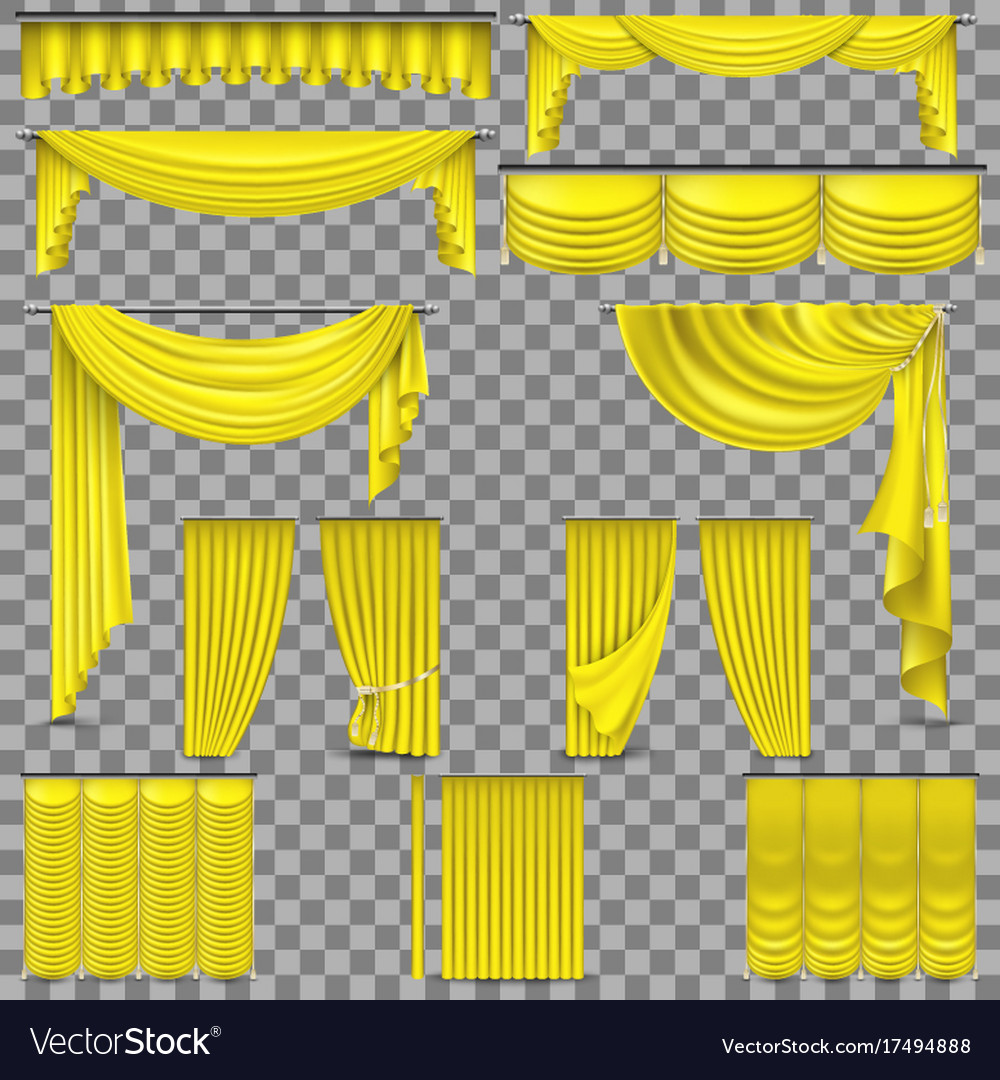 Luxury Set Of Golden Velvet Silk Curtains Eps 10 Vector Image