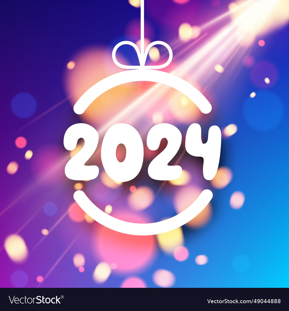 New year 2024 white rounded numbers for calendar Vector Image