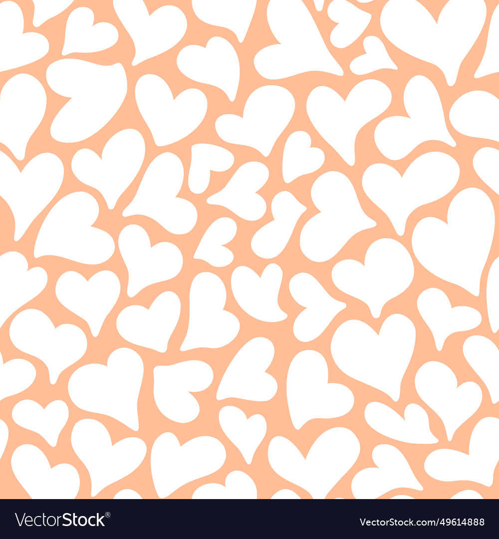 Seamless pattern with romantic white hearts