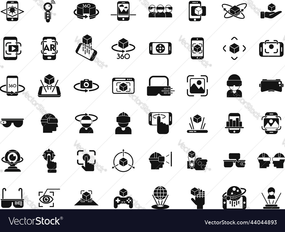 Augmented reality icons set simple virtual Vector Image