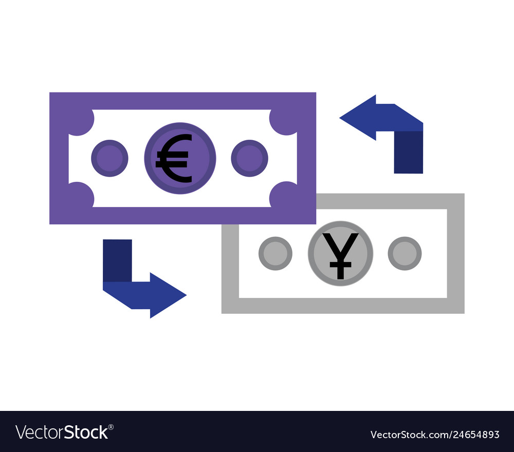 Foreign Exchange Money Banknote Yen Euro Transfer Vector Image Banknote Yen Euro Transfer Vector Image