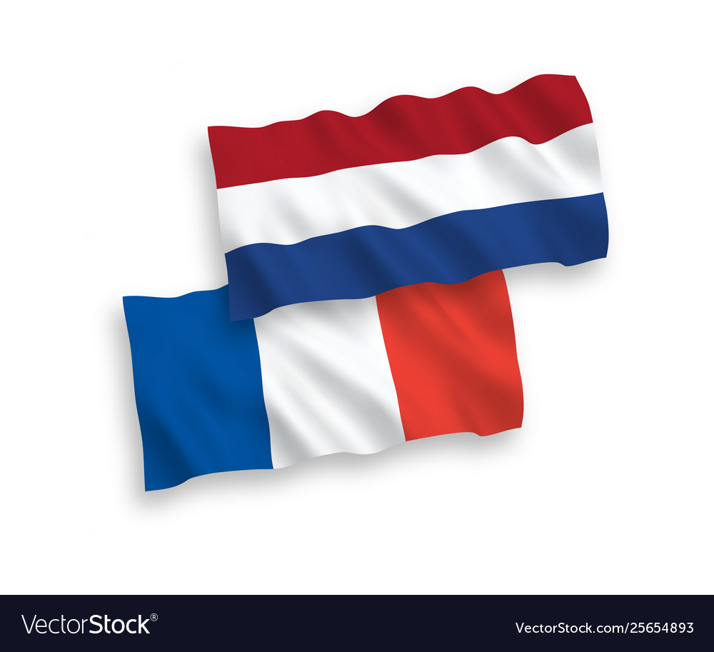 French and Dutch Flags on White