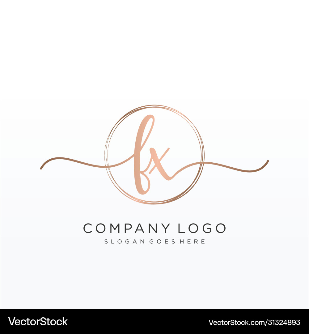 Fx initial handwriting logo design Royalty Free Vector Image