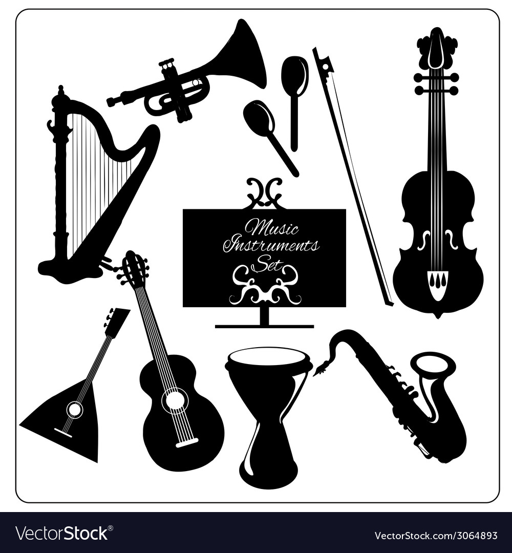 Music instruments black Royalty Free Vector Image