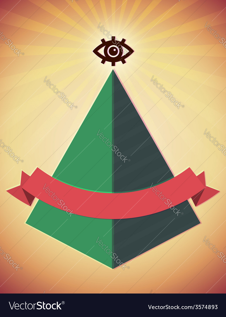 Retro poster with all seeing eye and pyramid