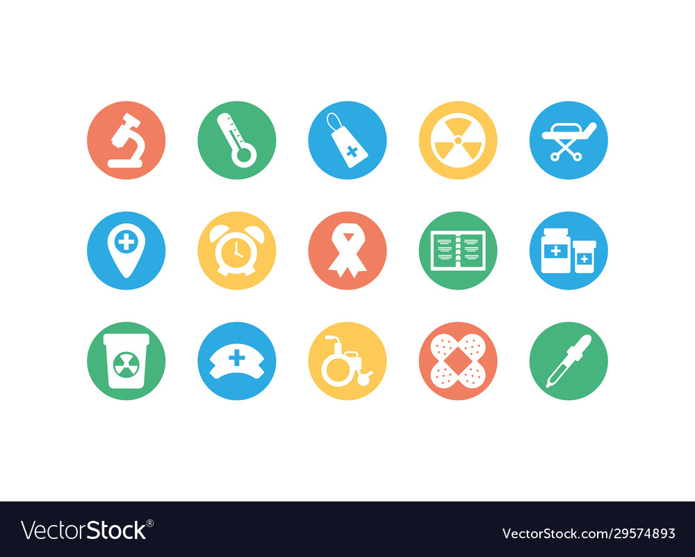 Set icons instruments medical block and flat