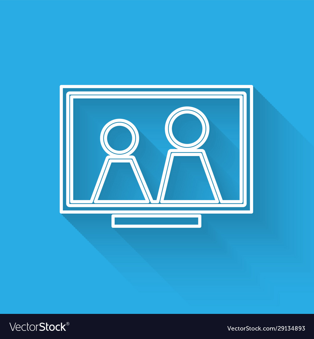 White line picture frame on table icon isolated Vector Image