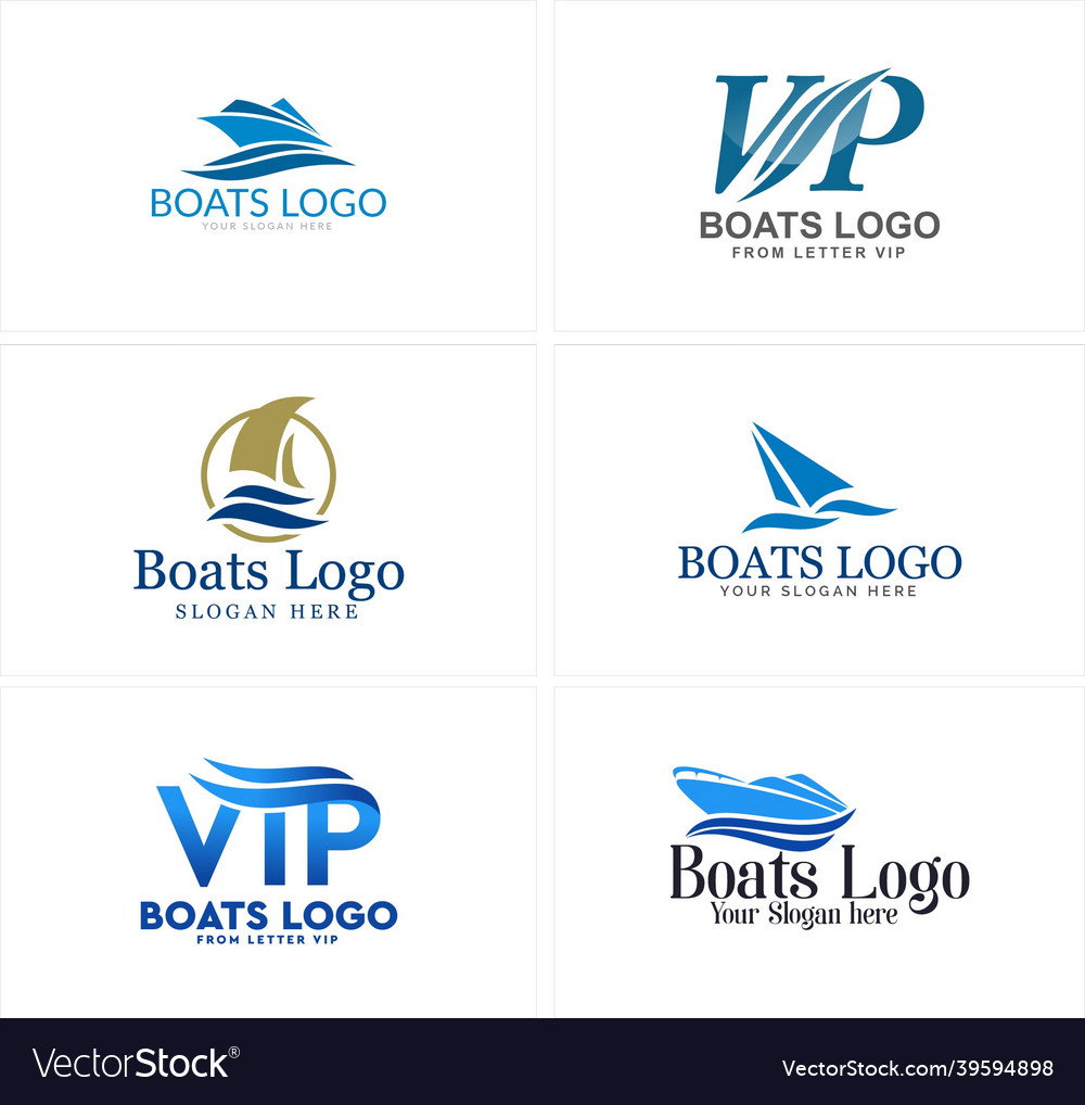 A set of marinas boats transportation logo design