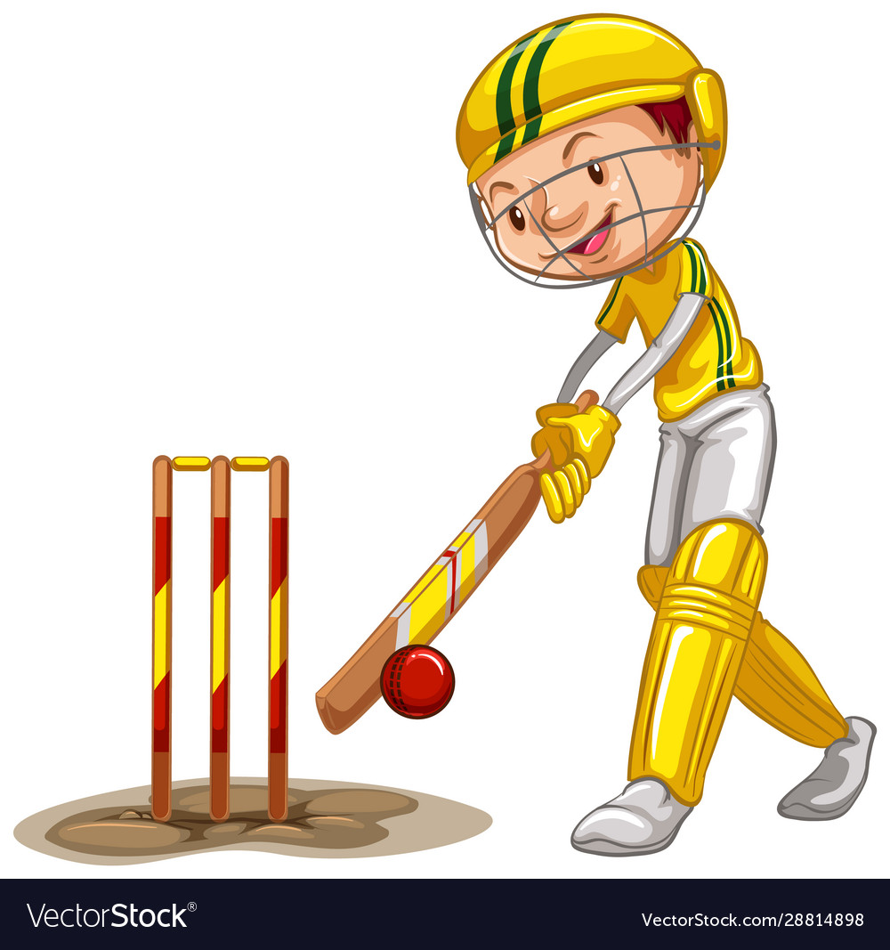 Athlete doing cricket on white background vector image Athlete doing cricket on white background
