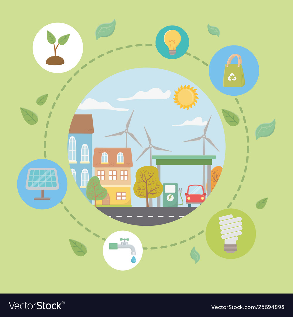 Eco city and save planet design Royalty Free Vector Image