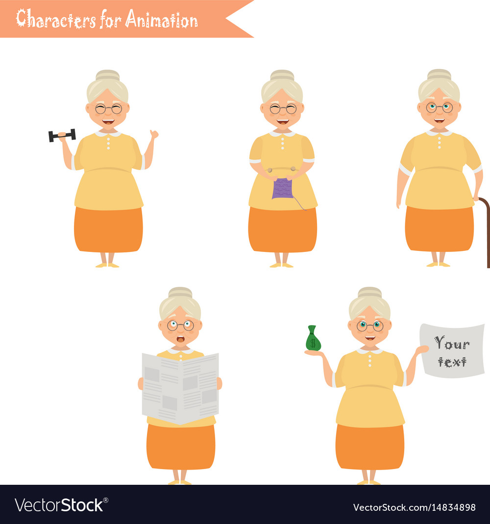 Lustige Großmutter Hausfrau Karikatur