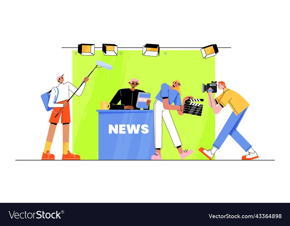 Live News In Broadcasting Production Tv Studio Vector Image