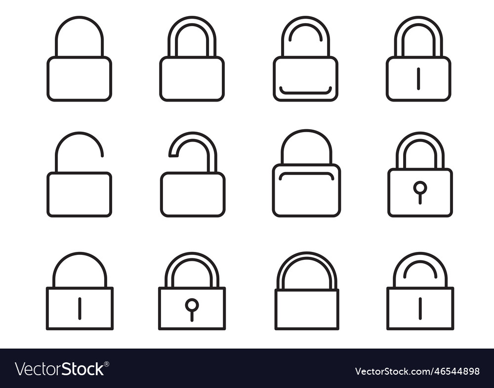 Lock login password icon set