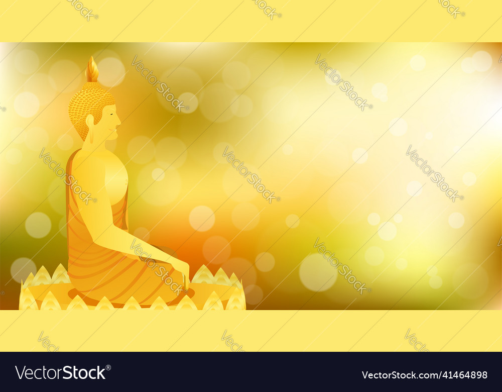 Monk phra buddha side view sitting on lotus base Vector Image